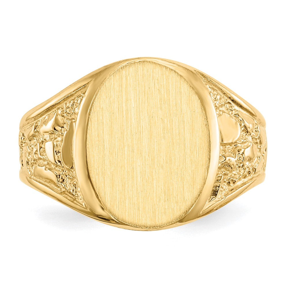 10k 15.0x11.5mm Oval Nugget Open Back Mens Signet Ring