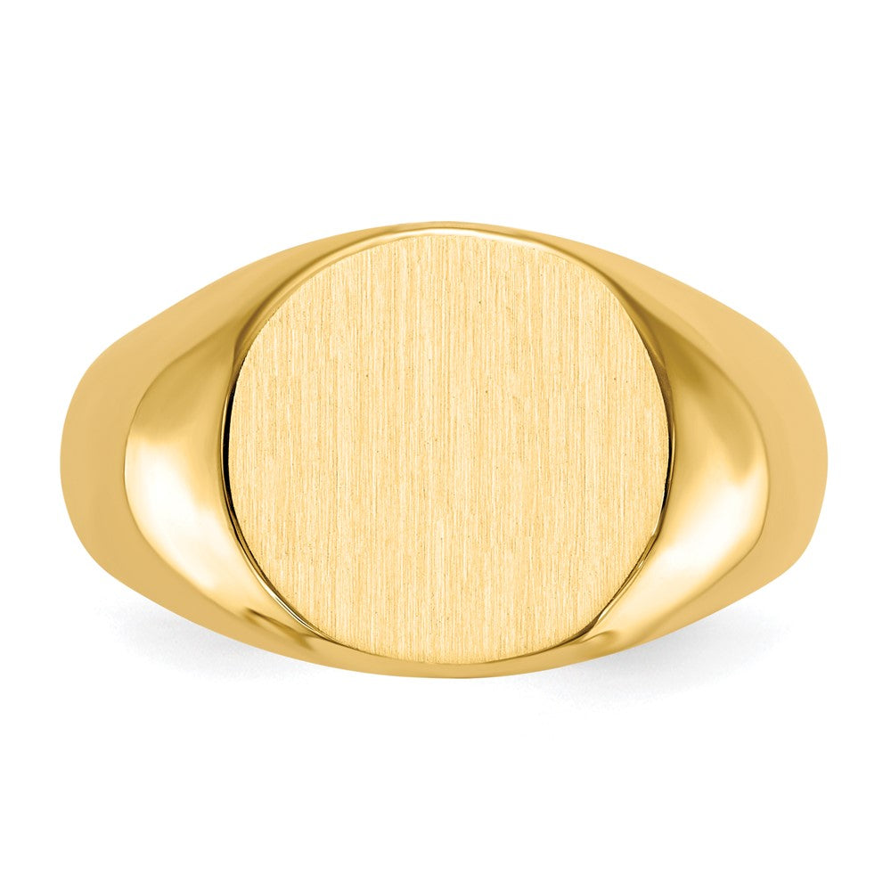 10k 12.5x13.5mm Oval East-West Closed Back Mens Signet Ring