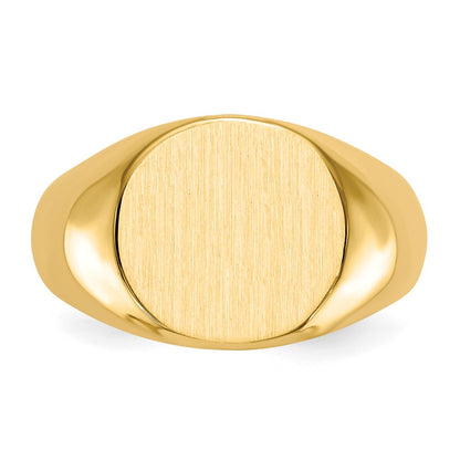 10k 12.5x13.5mm Oval East-West Closed Back Mens Signet Ring