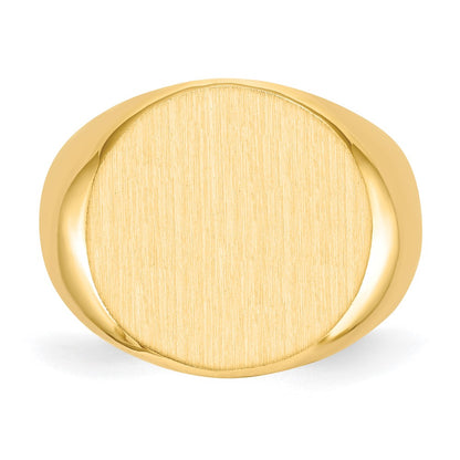 10k 18.0x18.0mm Round Open Back Mens Signet Ring
