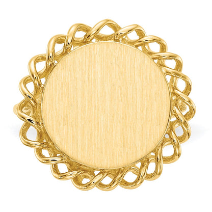 10k 14.5x15.0mm Round Twisted Filigree Edge Open Back Signet Ring