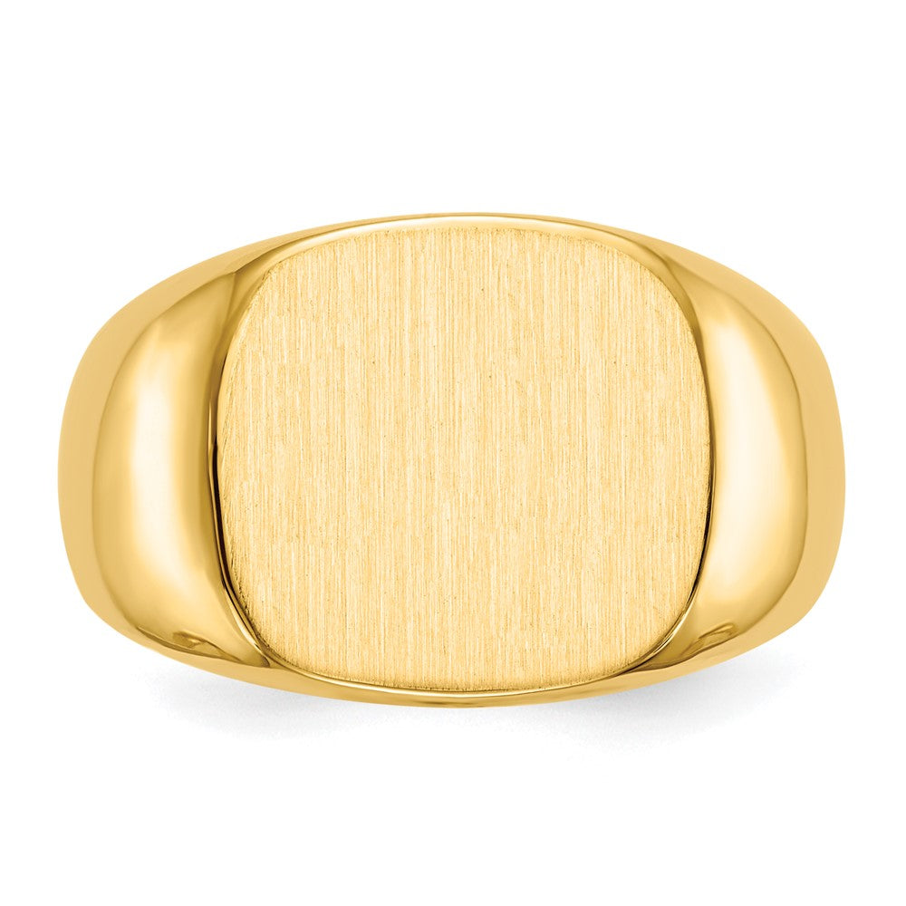 10k 13.0x15.0mm Cushion-shaped Closed Back Mens Signet Ring