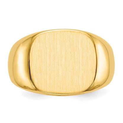 10k 13.0x15.0mm Cushion-shaped Closed Back Mens Signet Ring