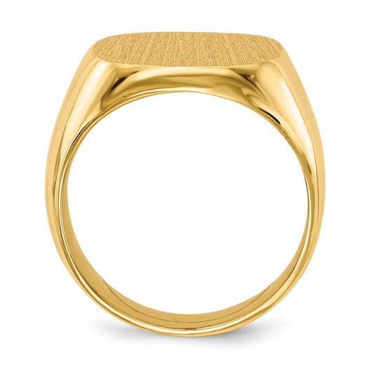 10k 16.0x17.0mm Cushion-shaped Closed Back Mens Signet Ring