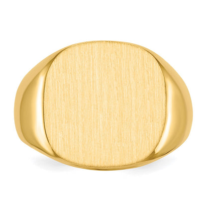10k 16.0x17.0mm Cushion-shaped Closed Back Mens Signet Ring
