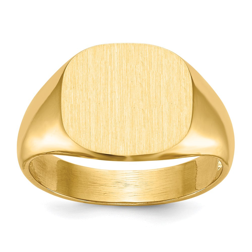 10k 12.0x13.5mm Cushion-shaped Open Back Mens Signet Ring
