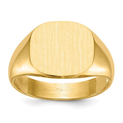 10k 12.0x13.5mm Cushion-shaped Open Back Mens Signet Ring