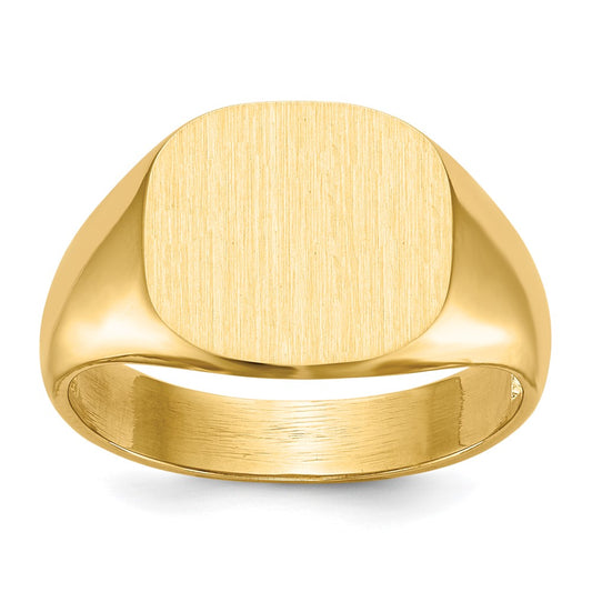 10k 12.0x13.5mm Cushion-shaped Open Back Mens Signet Ring