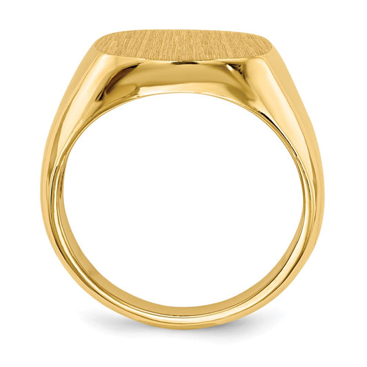 10k 13.5 x15.0mm Cushion-shaped Open Back Mens Signet Ring