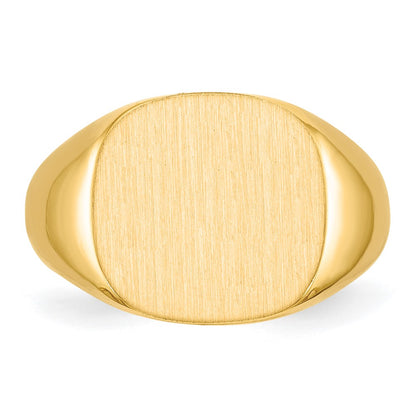 10k 13.5 x15.0mm Cushion-shaped Open Back Mens Signet Ring