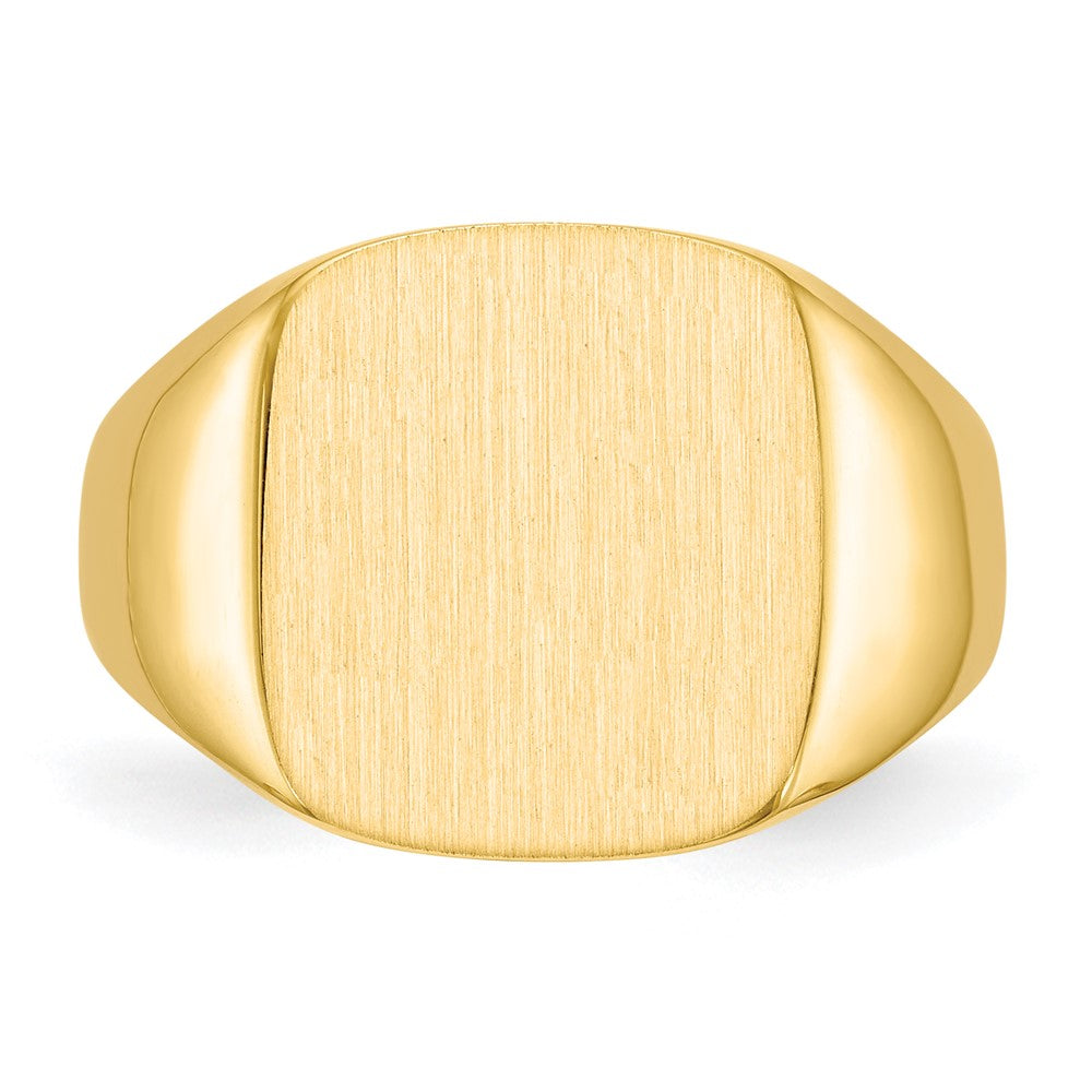 10k 15.0x13.5mm Cushion-shaped Closed Back Mens Signet Ring