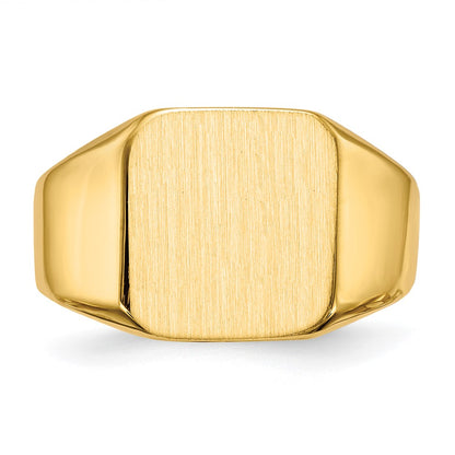 10k 13.0x12.5mm Square Open Back Mens Signet Ring