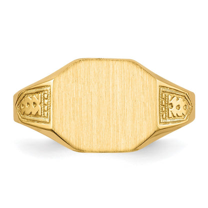 10k 9.0x11.0mm Octagon Fancy Open Back Signet Ring