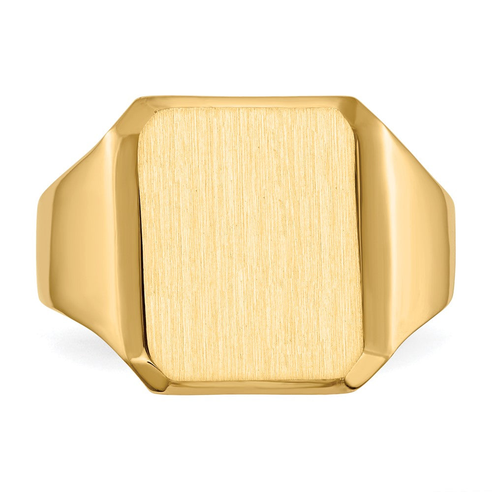 10k 15.0x12.5mm Octagon Closed Back Mens Signet Ring
