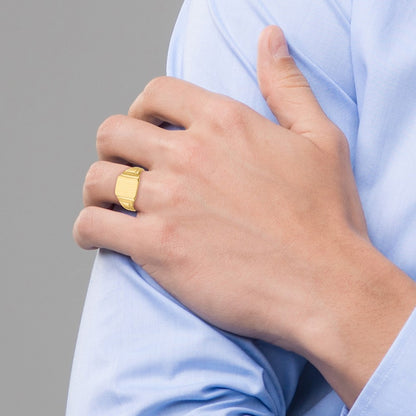 10k 7.5x9mm Rectangle Closed Back Signet Ring