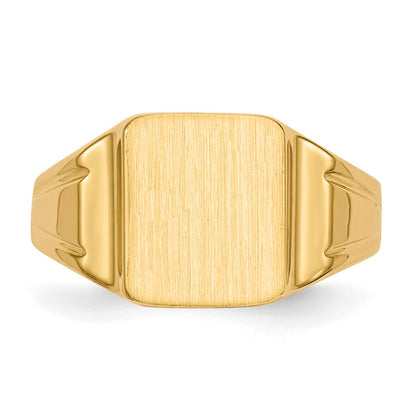 10k 7.5x9mm Rectangle Closed Back Signet Ring
