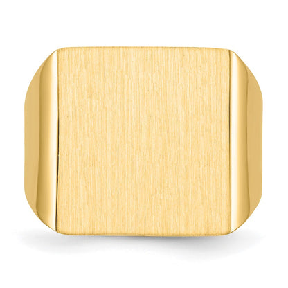 10k 17.5x17.0mm Square Open Back Mens Signet Ring