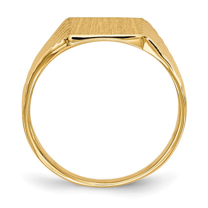 10k 9.5x8.0mm Rectangle Stripe Closed Back Signet Ring