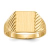 10k 9.5x8.0mm Rectangle Stripe Closed Back Signet Ring