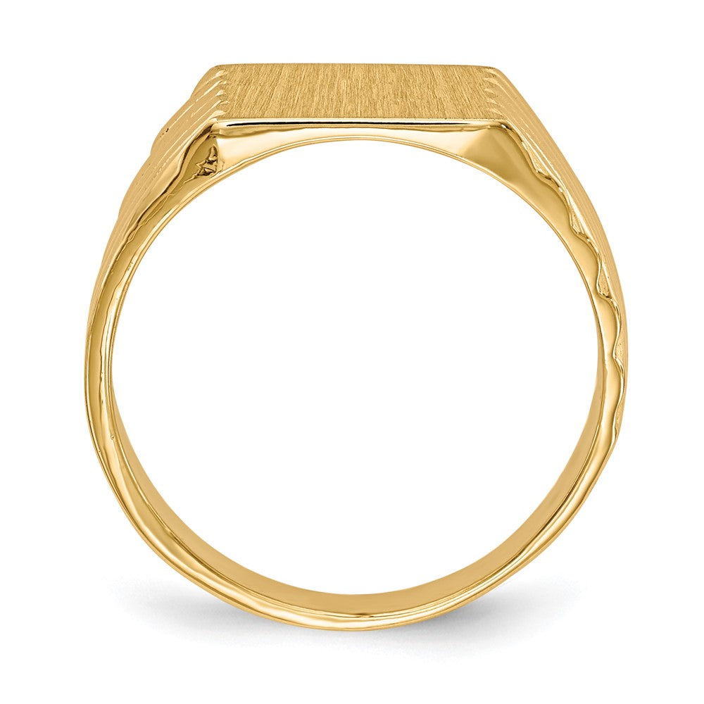 10k 9.0x9.0mm Square Stripe Closed Back Signet Ring