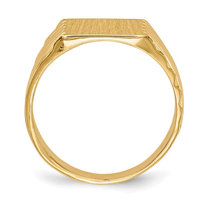 10k 9.0x9.0mm Square Stripe Closed Back Signet Ring