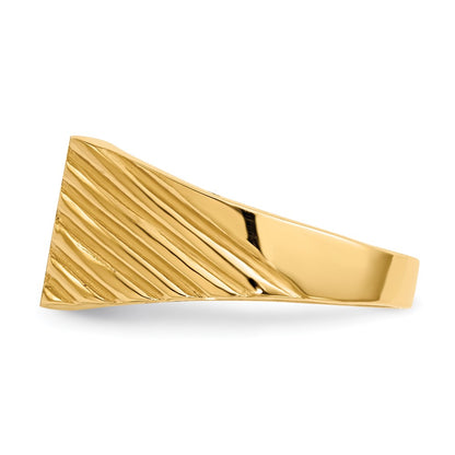 10k 9.0x9.0mm Square Stripe Closed Back Signet Ring