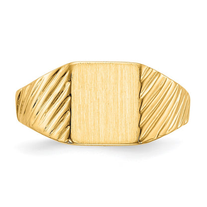 10k 8.5x7.0mm Rectangle Size 4 Open Back Baby / Childs Signet Ring