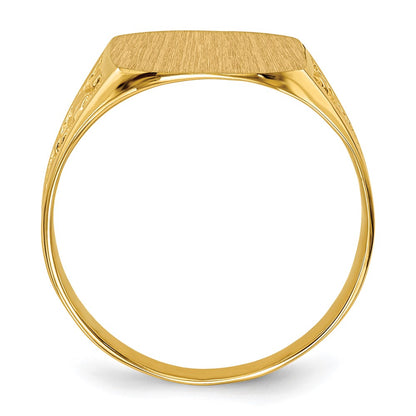 10k 14.0x12.5mm Cushion-shaped Nugget Closed Back Mens Signet Ring