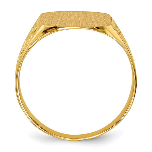 10k 14.0x12.5mm Cushion-shaped Nugget Closed Back Mens Signet Ring