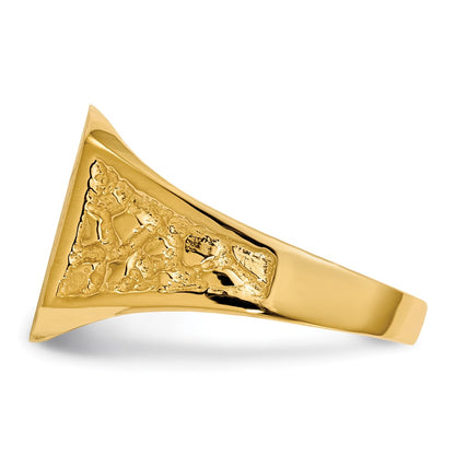 10k 14.0x12.5mm Cushion-shaped Nugget Closed Back Mens Signet Ring