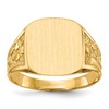 10k 14.0x12.5mm Cushion-shaped Nugget Closed Back Mens Signet Ring