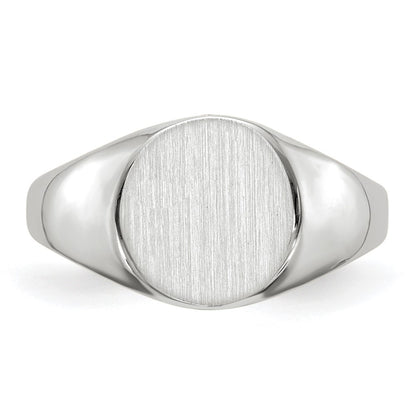 10k White Gold 9.0x9.0mm Round Closed Back Signet Ring