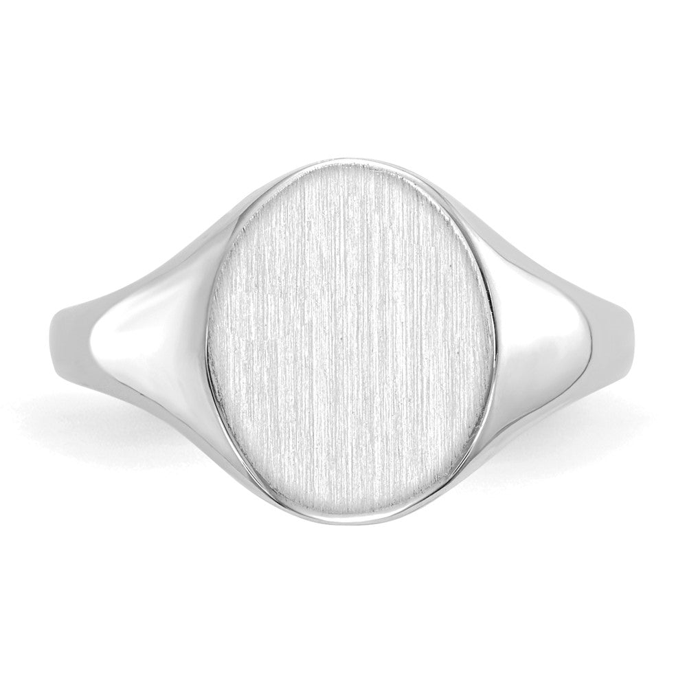 10k White Gold 10.0x9.0mm Round Closed Back Signet Ring