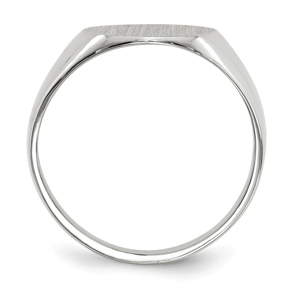 10k White Gold 12.5x12.0mm Oval Closed Back Signet Ring