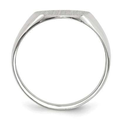 10k White Gold 12.5x12.0mm Oval Closed Back Signet Ring