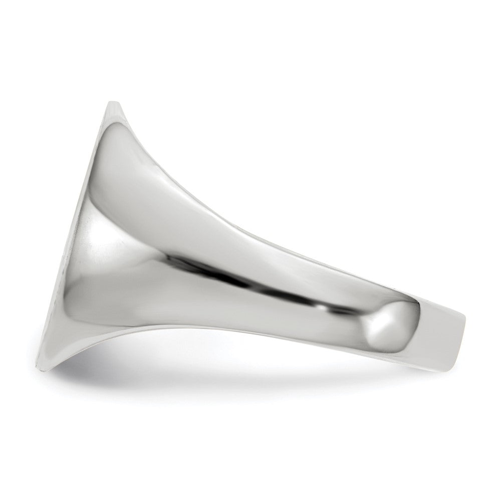 10k White Gold 12.5x12.0mm Oval Closed Back Signet Ring