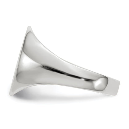 10k White Gold 12.5x12.0mm Oval Closed Back Signet Ring