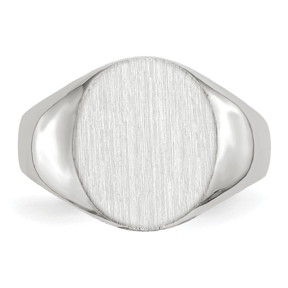 10k White Gold 12.5x12.0mm Oval Closed Back Signet Ring