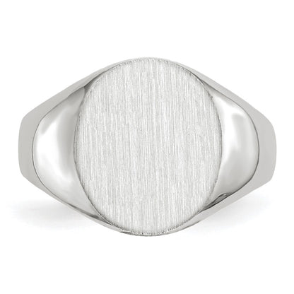 10k White Gold 12.5x12.0mm Oval Closed Back Signet Ring