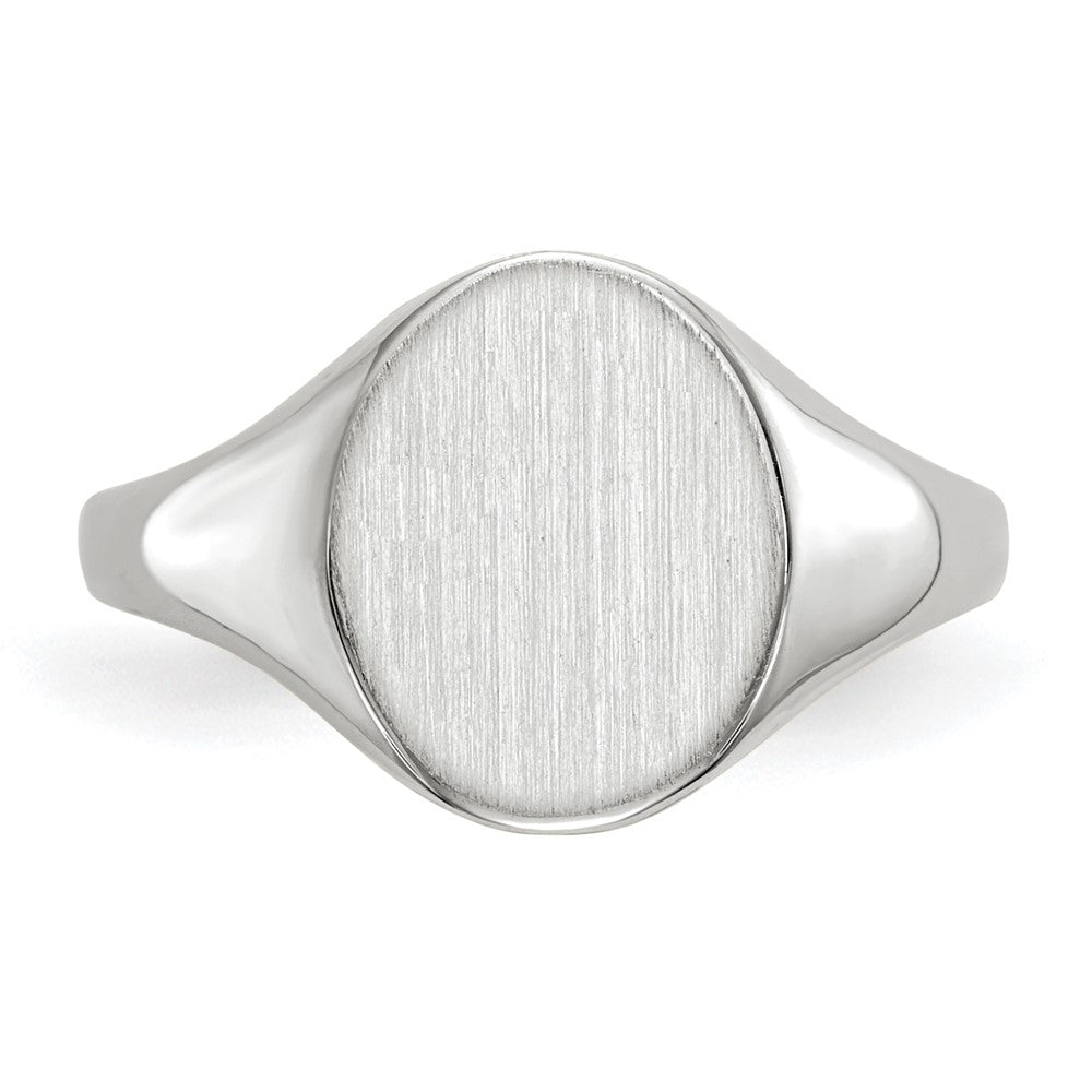 10k White Gold 10.0x9.0mm Round Open Back Signet Ring