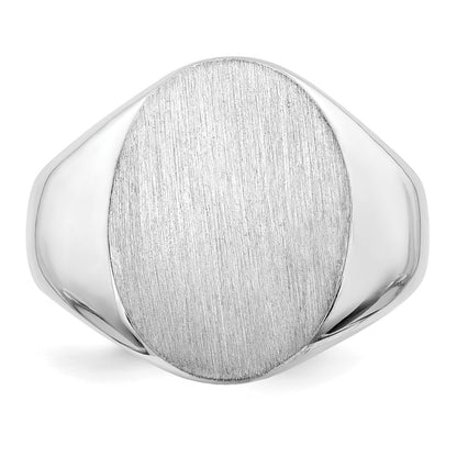 10k White Gold 18.0x14.5mm Oval Open Back Mens Signet Ring