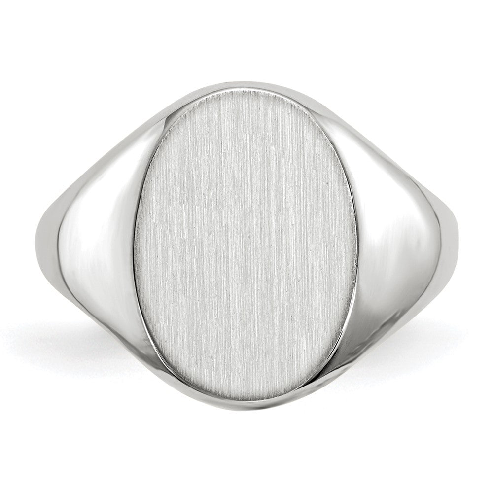 10k White Gold 11.5x8.0mm Oval Closed Back Signet Ring