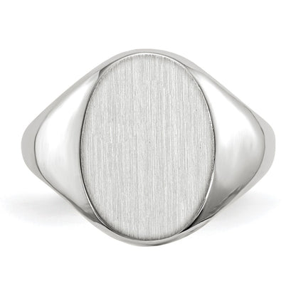 10k White Gold 11.5x8.0mm Oval Closed Back Signet Ring