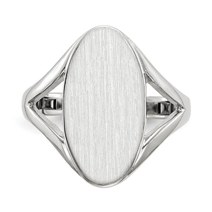 10k White Gold 17.0x9.0mm Oval Closed Back Signet Ring