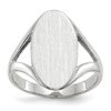 10k White Gold 17.0x9.0mm Oval Closed Back Signet Ring