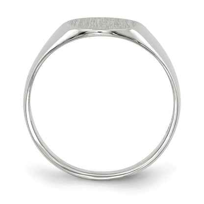 10k White Gold 9.0x9.5mm Round Closed Back Signet Ring
