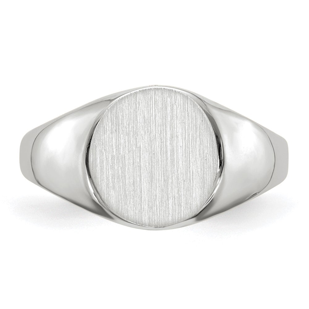 10k White Gold 9.0x9.5mm Round Closed Back Signet Ring