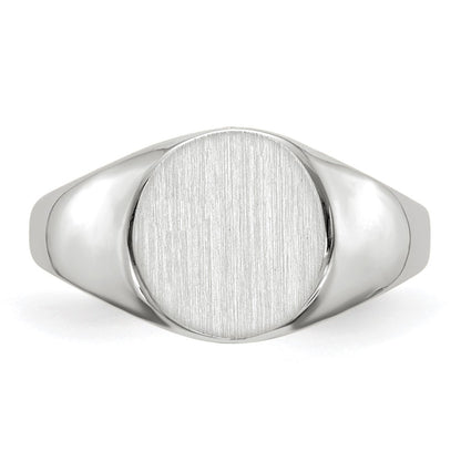 10k White Gold 9.0x9.5mm Round Closed Back Signet Ring