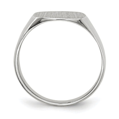 10k White Gold 12.5x12.5mm Cushion-shaped Closed Back Signet Ring