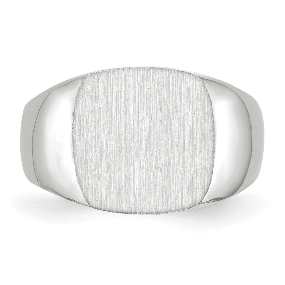 10k White Gold 12.5x12.5mm Cushion-shaped Closed Back Signet Ring